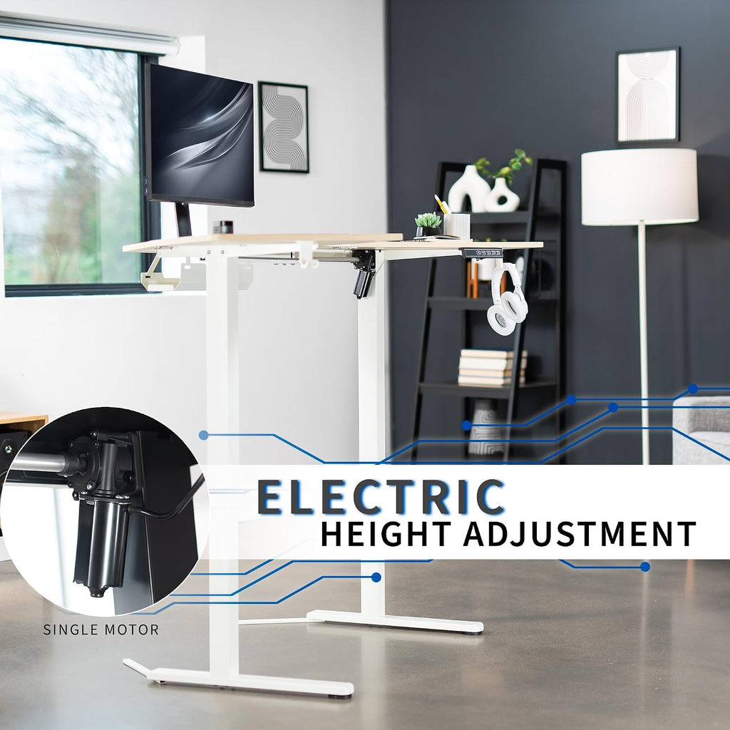 Light Wood 47 x 47 in Corner Standing Desk, DESK-E1L94C | Electric, Holds 154 lbs, L-Shaped Table, Sit Stand, Height