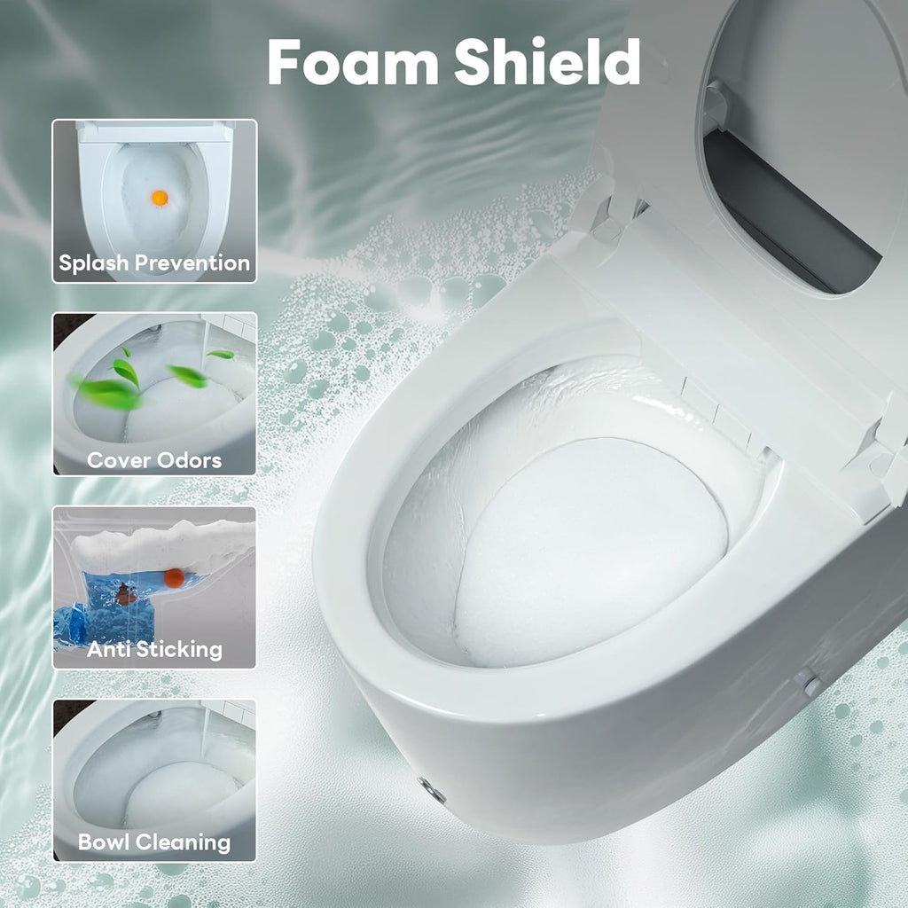 Casta Diva Smart Toilet with Bidet Built in, Auto Open/Close Lid,1000g MaP Flush, Heated Seat & Foam Dispenser