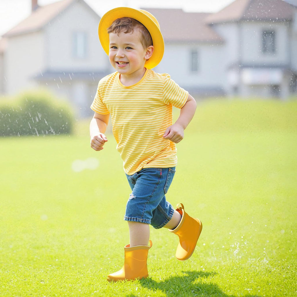 Toddler Rain Boots Baby Easy-on Rain Shoes for Boy&Girl