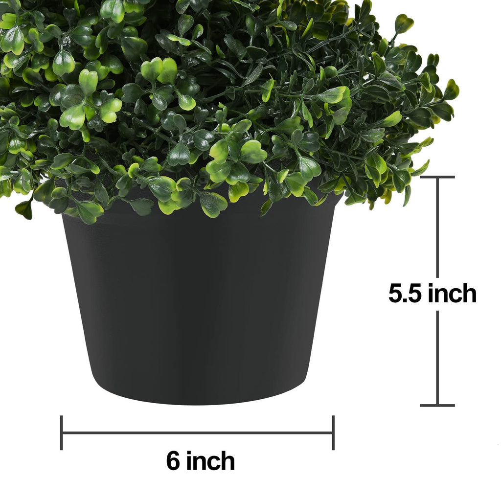 2 Pack Artificial Boxwood Topiary Tree, 3ft Topiary Plants Potted Trees Decoration for Front Porch Home Living Room