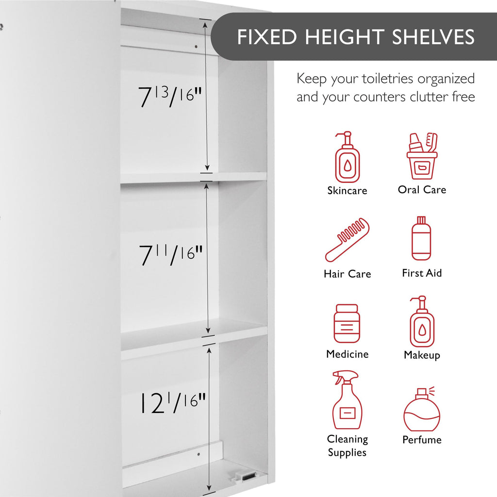 Wyndham Tri-View Medicine Cabinet, 30", White