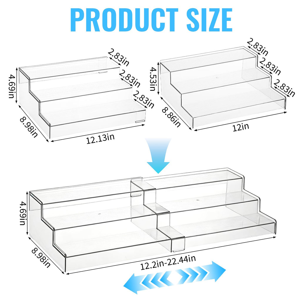 Extendable Can Rack Organizer for Pantry 3-Tier Acrylic Can Rack Organizer for Food Storage Roomsholds up to 24 Cans
