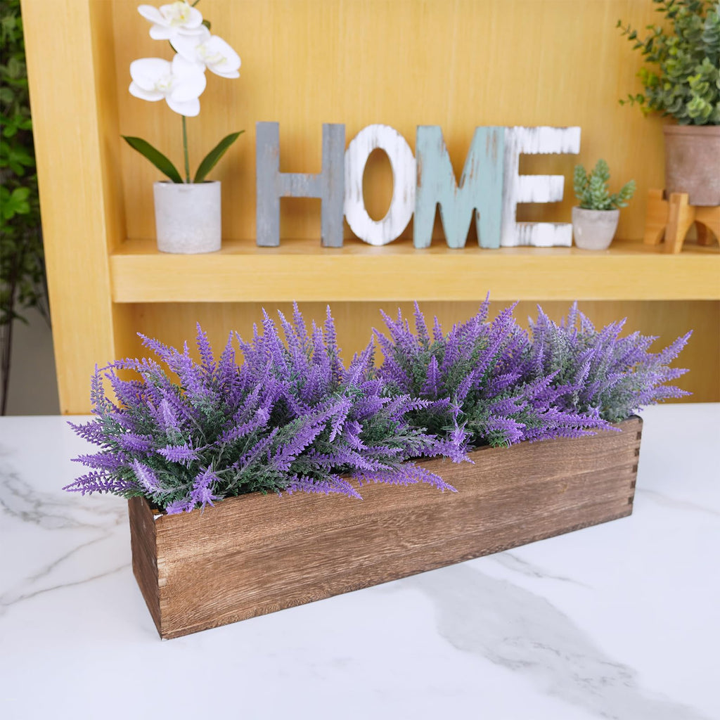 Winlyn Rustic Wooden Planter Box 17.3" L x 3.9" W x 3.9" H Brown Rectangular Planter Decorative Wood Box with