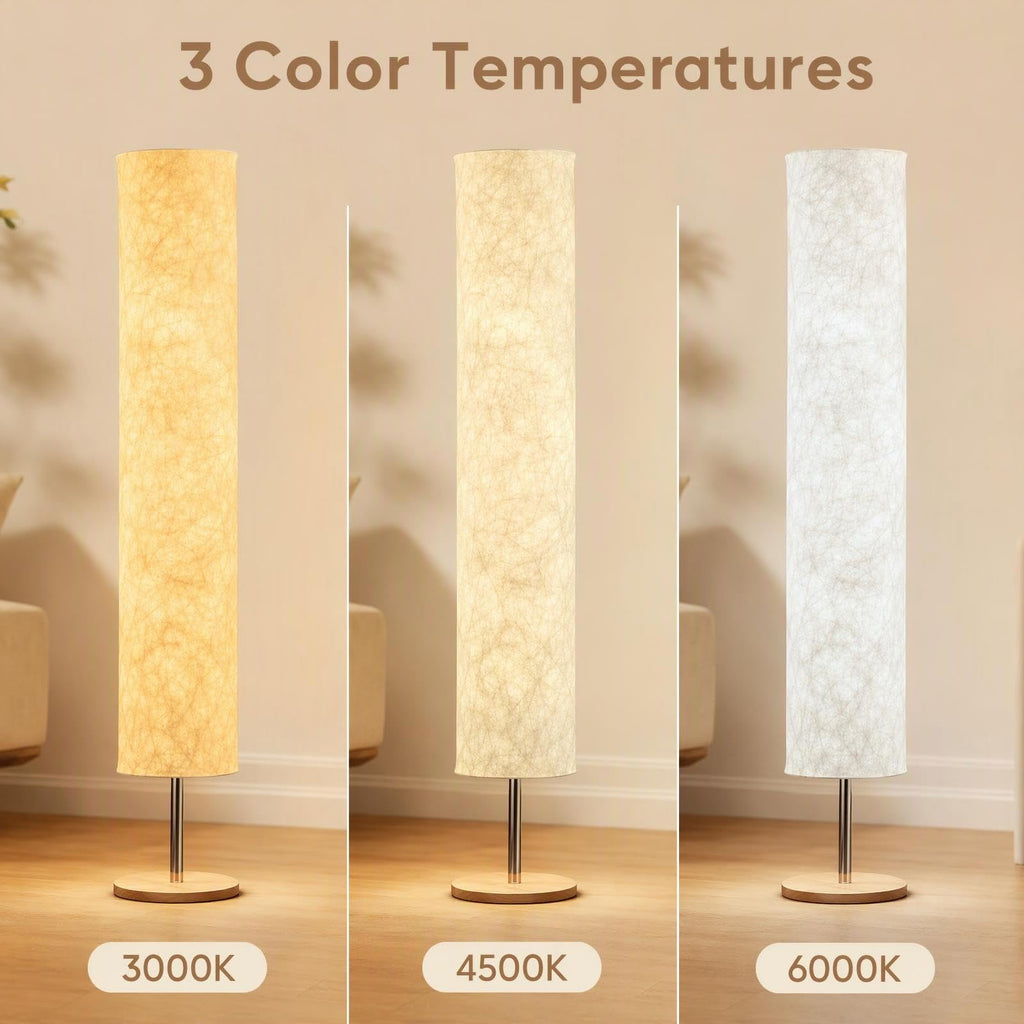 Remote Control Fabric Floor Lamp, Dimmable 3 Color Temperatures