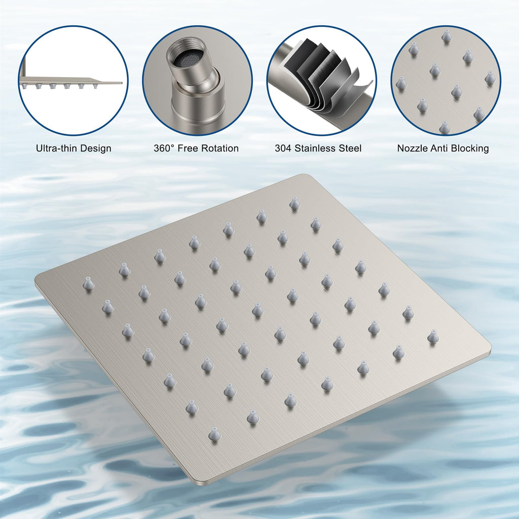 Rain Shower System Brushed Nickel Shower Faucet Set Ceiling Mount