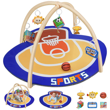 Baby Gym Play Mat Oversize Basketball Court Shaped Tummy Time Mat