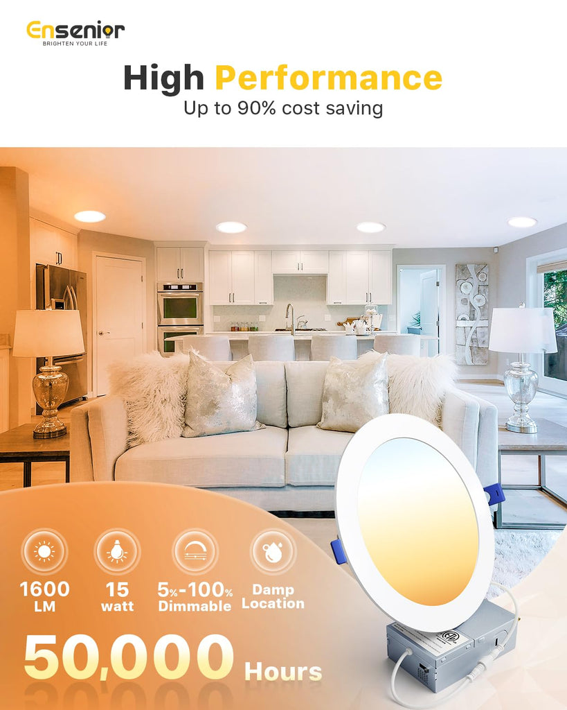 4 Pack 7 Inch LED Recessed Light, 5CCT Dimmable Canless Wafer