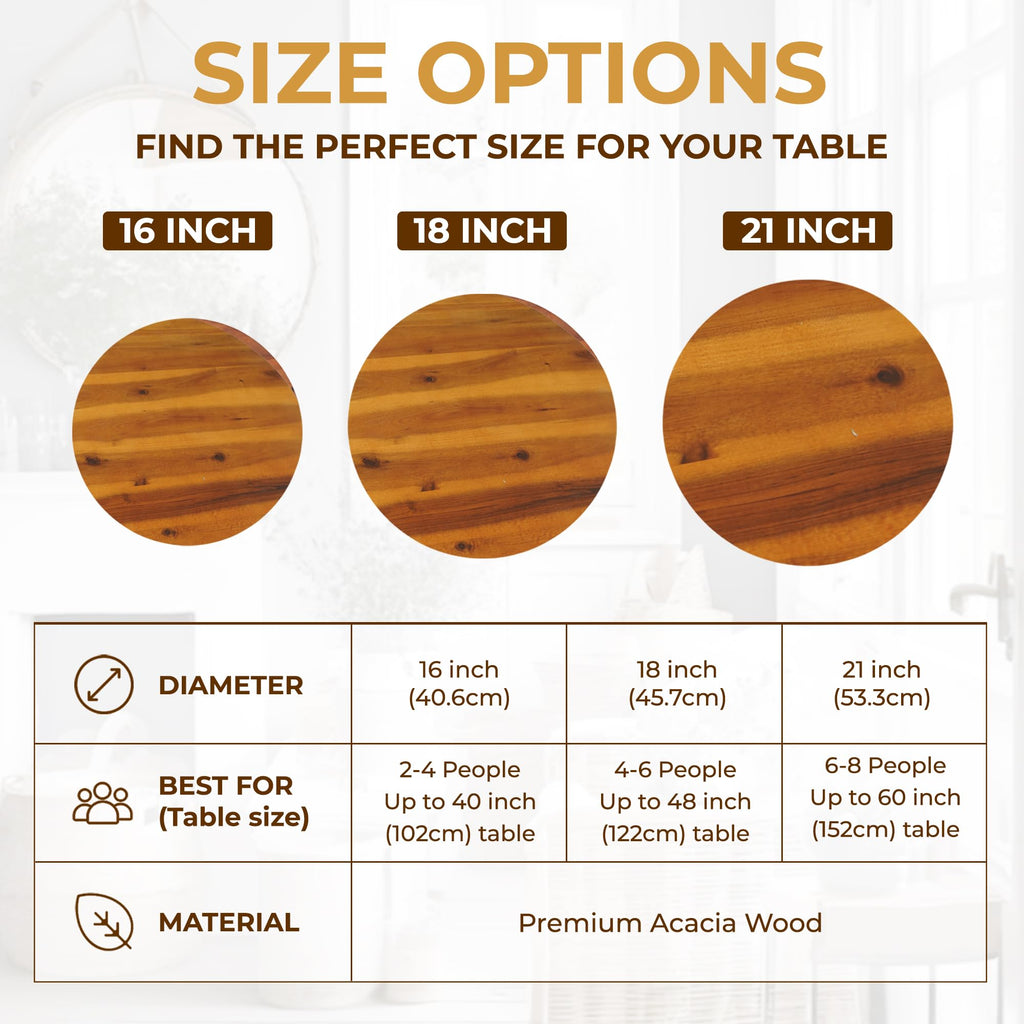 Acacia Wood Lazy Susan Turntable Organizer for Countertop