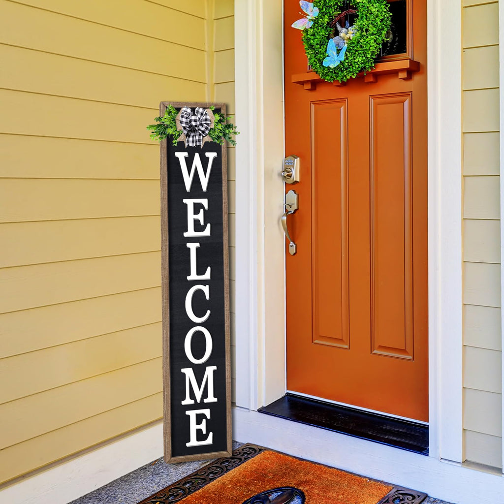 Welcome-ish Sign for Front porch Standing 45"X9" Wood Black
