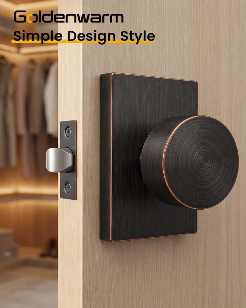 Oil Rubbed Bronze Passage Door Knob for Closet Interior,1 Pack