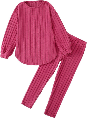 Toddler Girl Clothes 2 Piece Fall Outfit Ribbed Top & Leggings Set