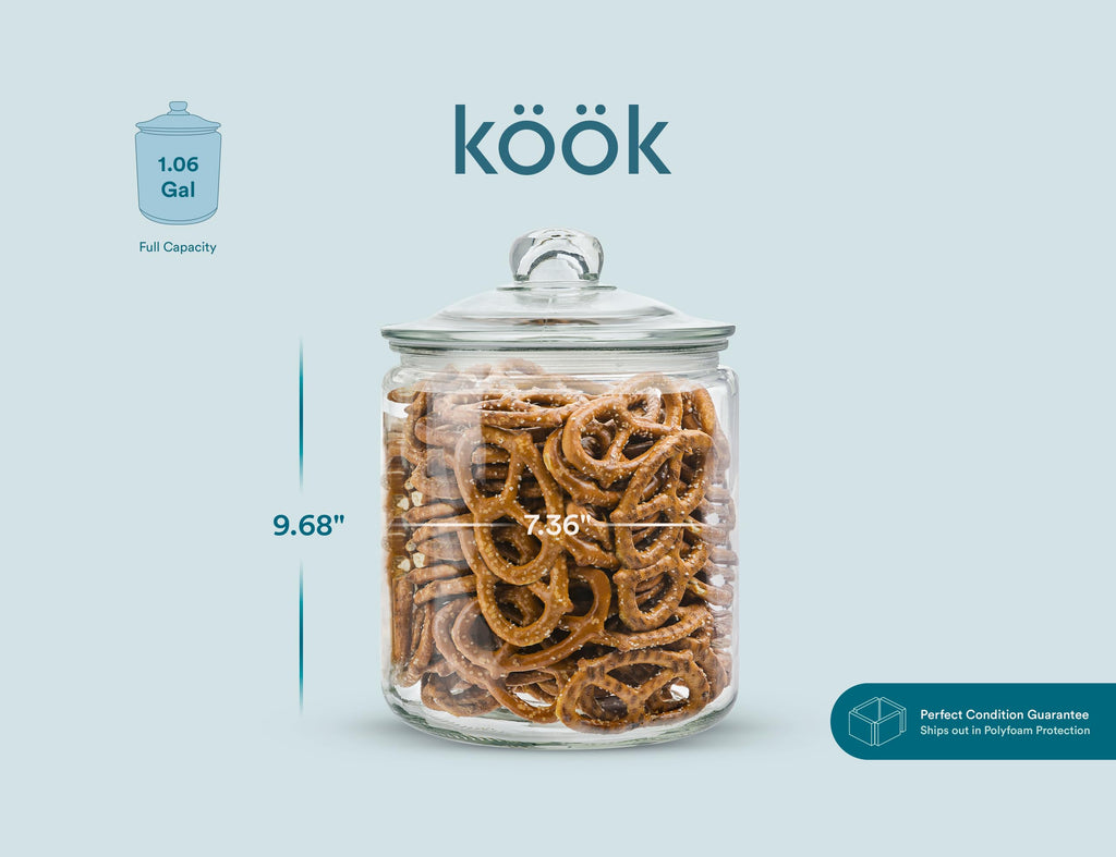 Glass Kitchen Jars, Food & Cookie Storage Containers for Pantry, Bathroom Apothecary Canisters, Airtight Lids