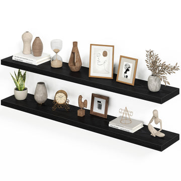 Floating Shelves 55.1" W x 9.3" D Black Set of 2