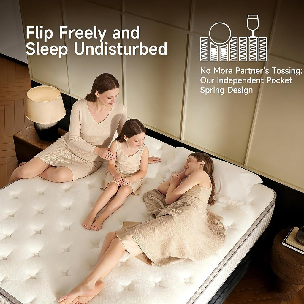 King Size Mattress, 12 Inch Hybrid King Mattress in a Box, Memory Foam & Individual Pocket Springs, Medium Firm