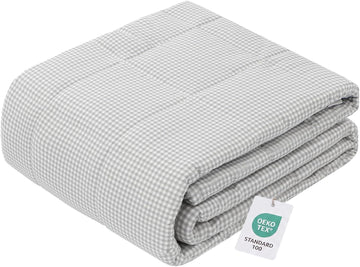 Weighted Blanket (48"x72", 12lbs, Grey and White Checkered) | Twin Size High Breathability Cooling Heavy Blanket