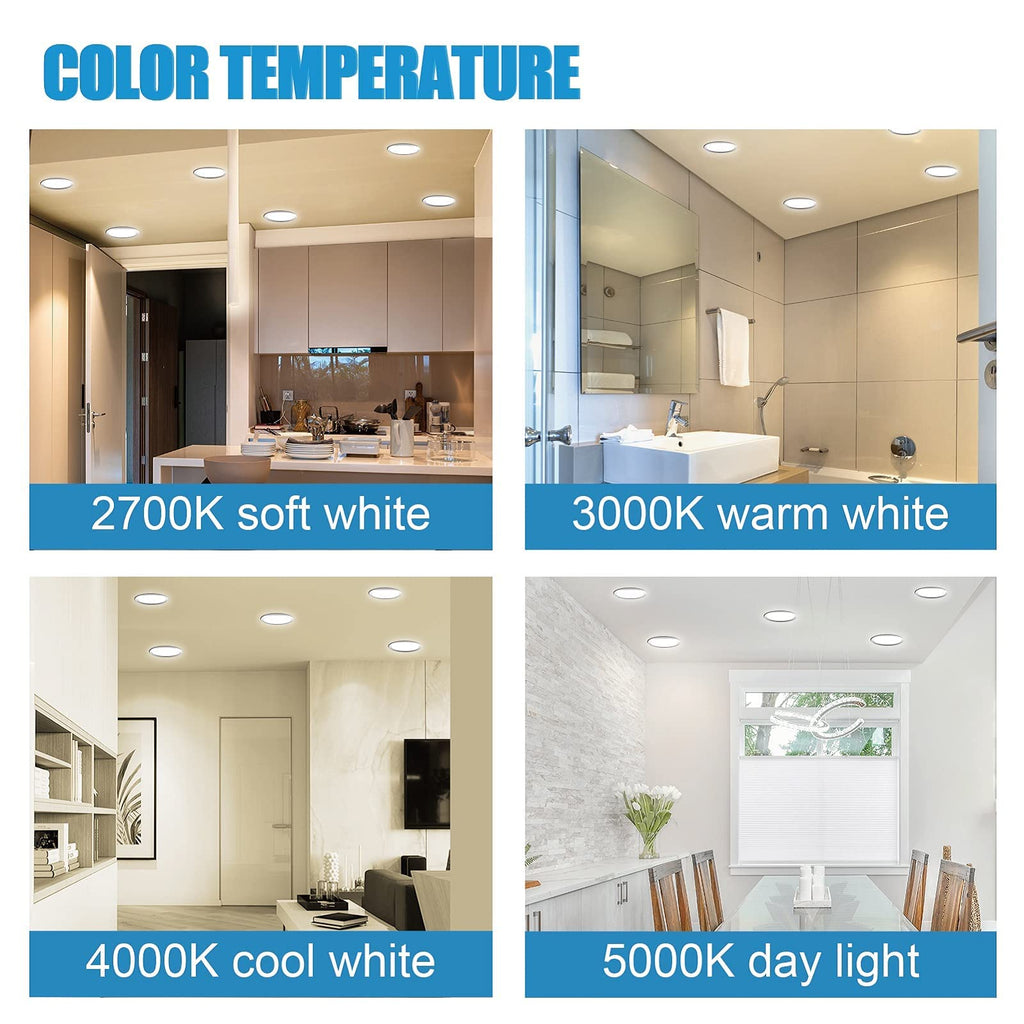 6" LED Flush Mount Ceiling Light, Dimmable Surface Mount Disc Light for 3.5" & 4" J-Box or 5/6" Recessed Can