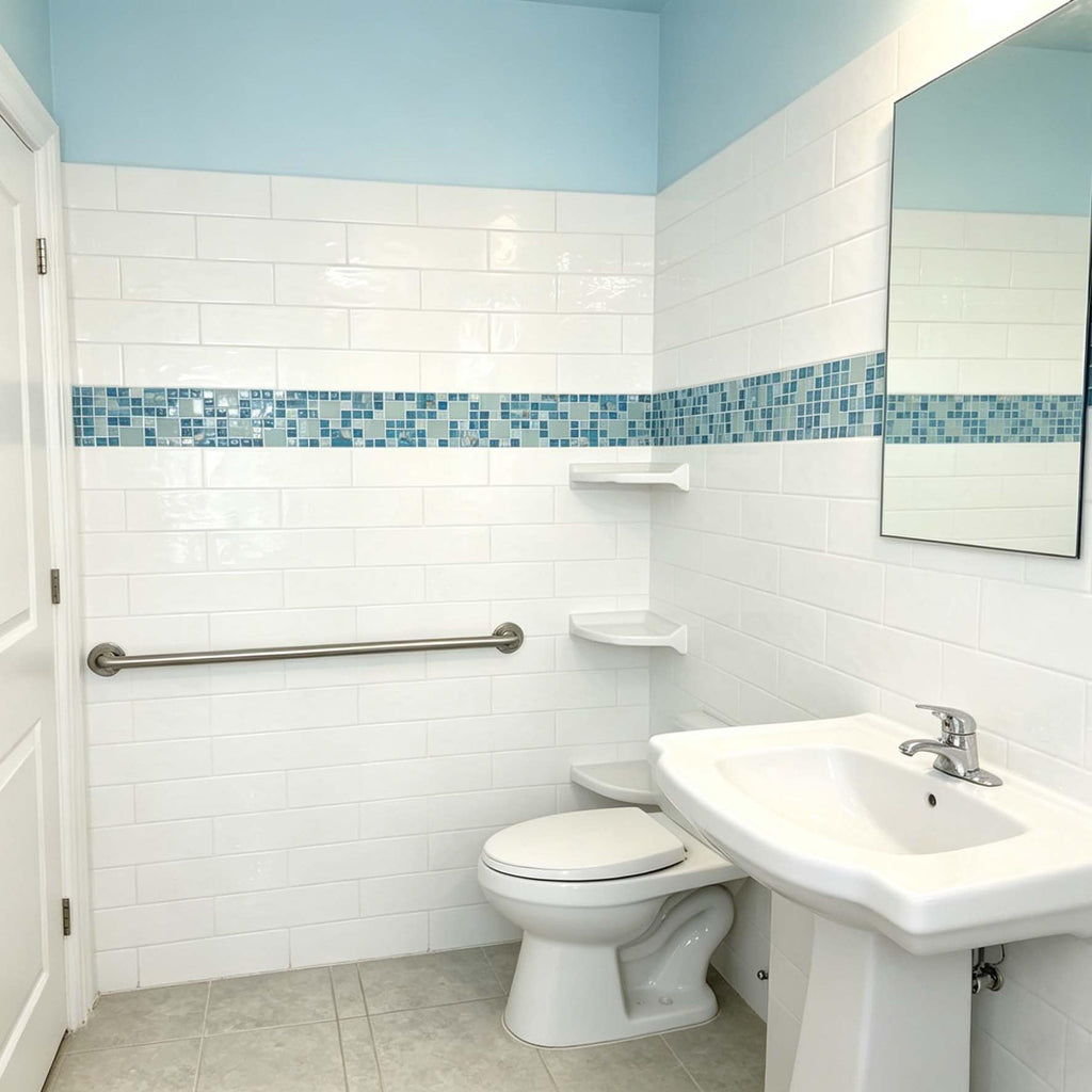 Coastal Glass Mosaic Tile, Blue Iridescent, 5 Sq Ft