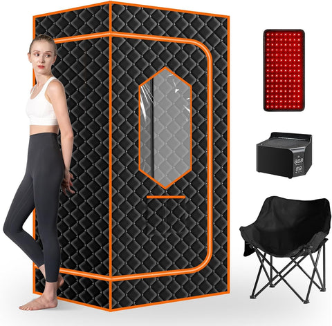 Smartmak Portable Hot Air Sauna, 1 Person Dry Sauna Tent, Home Indoor Sauna Box, 1500W & 149°F Hot Air Sauna
