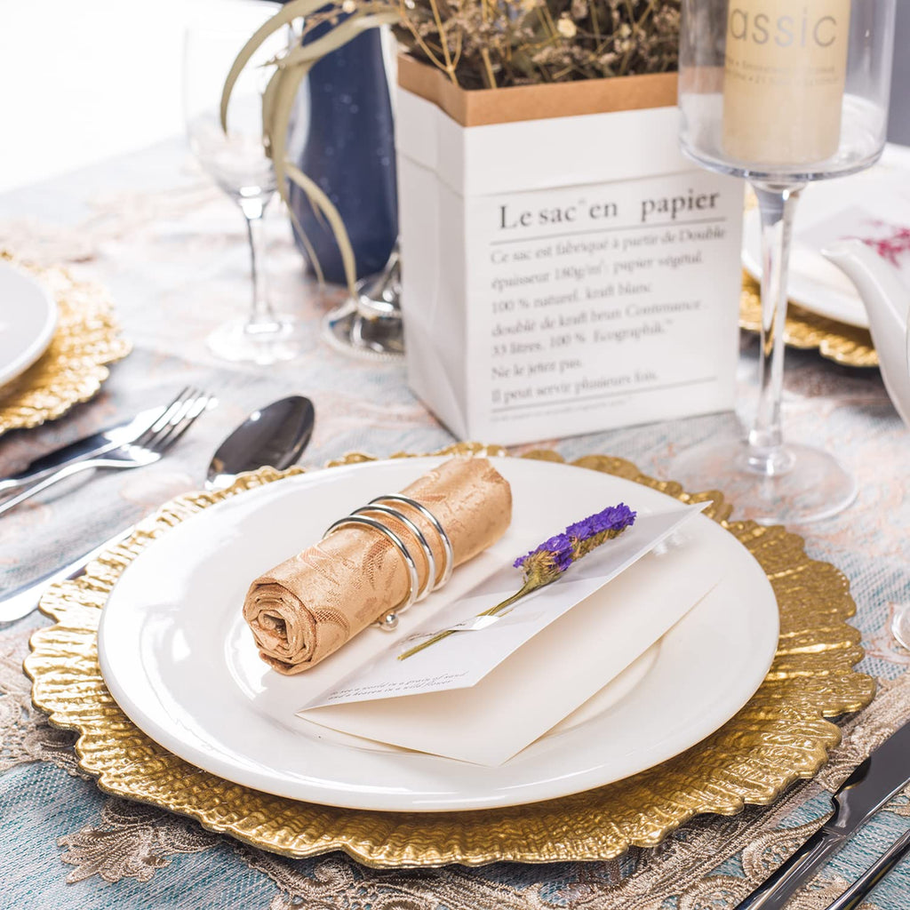 Gold Charger Plates Set of 6, Reef Chargers for Dinner Plates