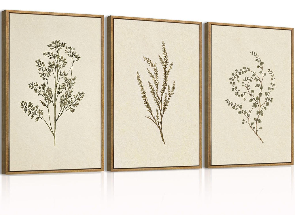 Neutral Beige Floral Canvas Wall Art Large Cream Botanical Wall Decor Vintage Minimalist Modern Paintings 16x24 Inch
