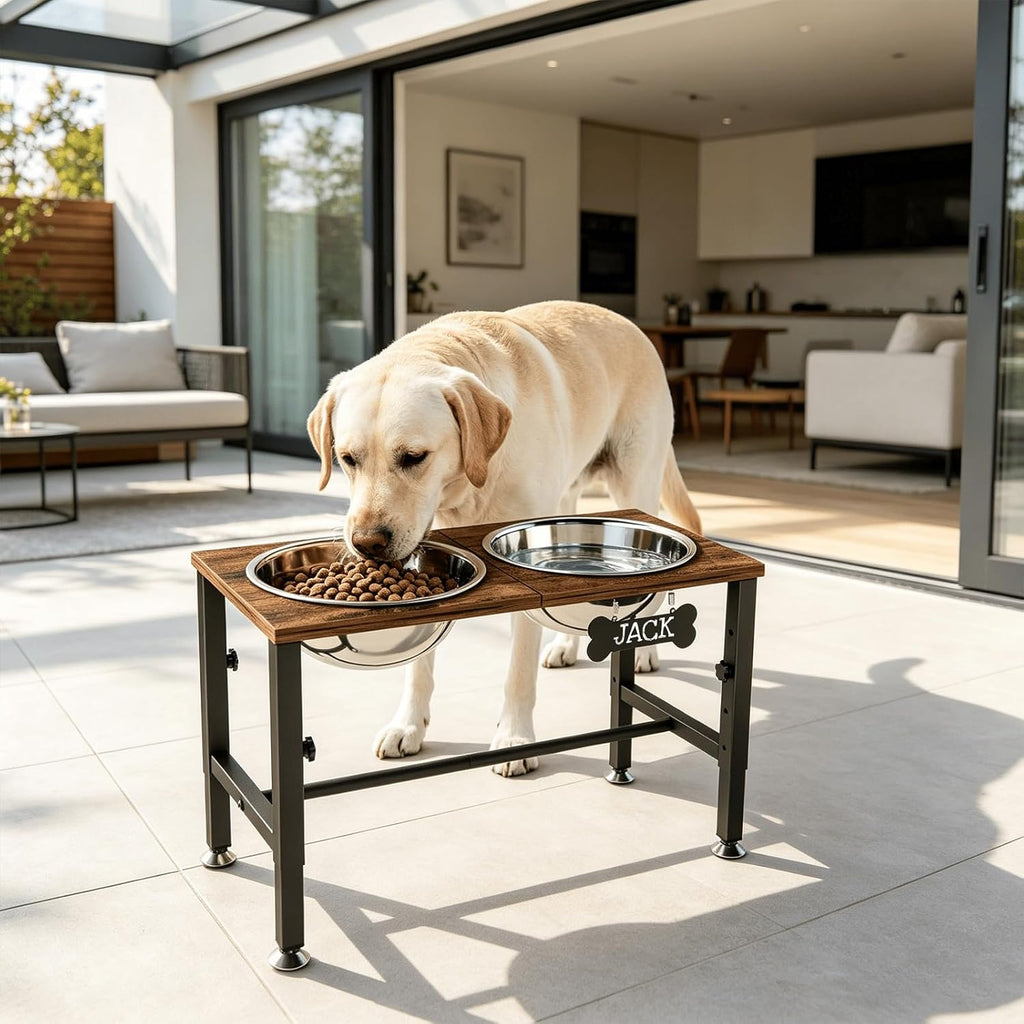 Elevated Dog Bowls with Mat for Large & Extra Large Dogs, Raised Dog Bowl Stand with 2 Stainless Steel Bowls, Tall