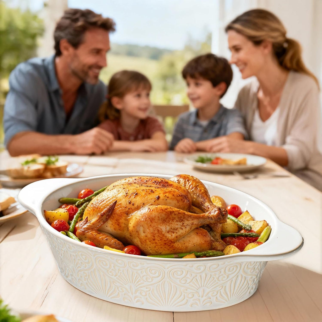 Casserole Dishes for Oven Sets of 3, Ceramic Oval Dish, Au Gratin Pans with Handles for Roasting, Lasagna, Pie, Meat