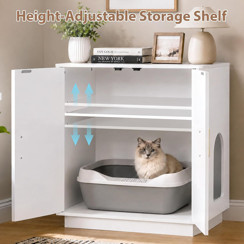30.9'' Litter Box Enclosure Furniture- Hidden Storage