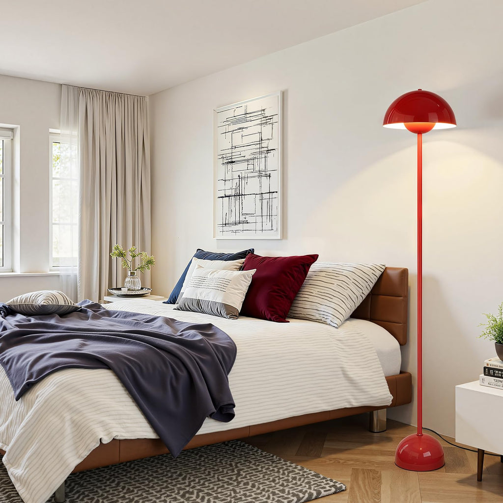 Red Floor Lamp, 66'' Industrial Standing Lamp