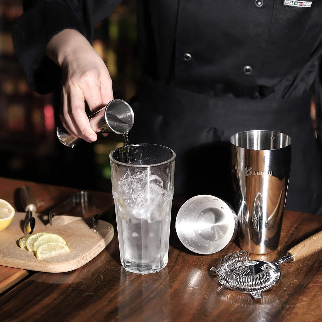 Cocktail Shaker Set with Stand, Mixology Bartender Kit for Drink Mixing | Mixology Set with 7 Bar Set Tools Cocktail - Set of 9