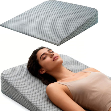 Ultra-Length Wedge Pillow- Eases Sleep Apnea, Heartburn & Back Pain 5" High Tall Relief Cushion Back Support Reading
