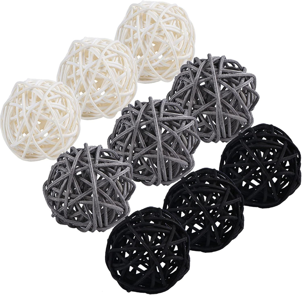 Inch Wicker Balls Decorations, Rattan Balls Decorative Decor DIY Vase Bowl Filler Ornament Baby Room Nursery - Set of 9