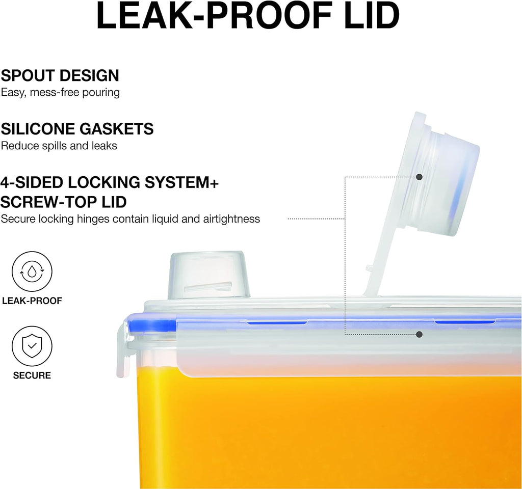 Aqua Fridge Door Water Jug | Clear Pitcher | BPA Free Plastic Pitcher with Lid | 1 Gallon Pitcher with Lid for Water