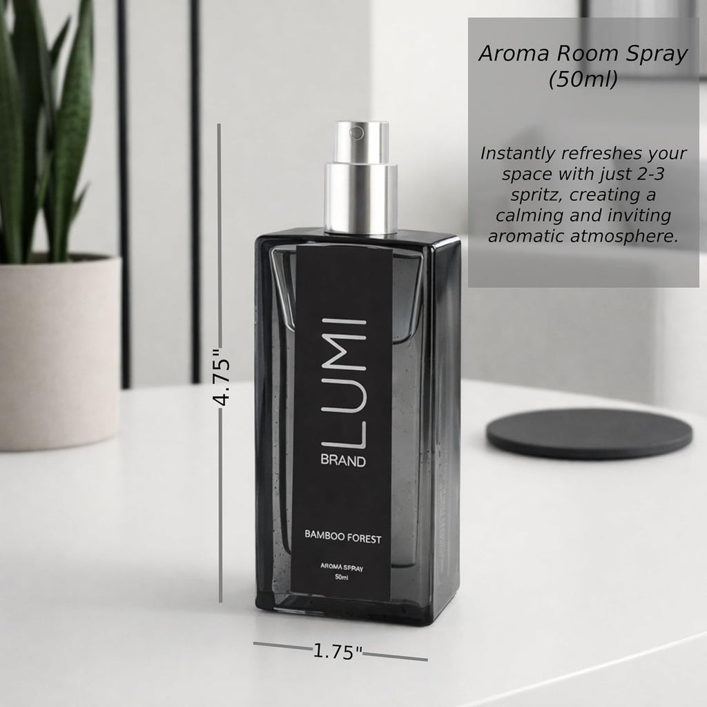 Luxury Aroma Gift Set | Bamboo Forest Scent - Reed Diffuser (200ml), Wood Wick Soy Candle (200g), Room Spray(50ml)
