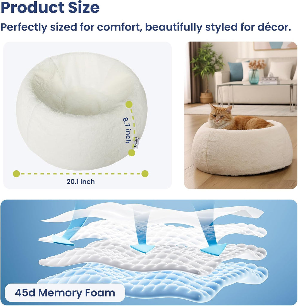 Comfort Orthopedic Faux Rabbit Fur Memory Foam Cat & Small Dog Bed