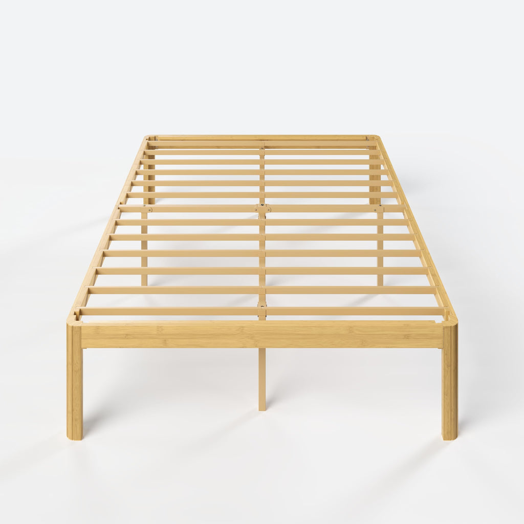 18 Inch Full Size Bamboo Platform Bed Frame, Modern Minimalist Design, Heavy Duty Support, Easy Assembly, No Box
