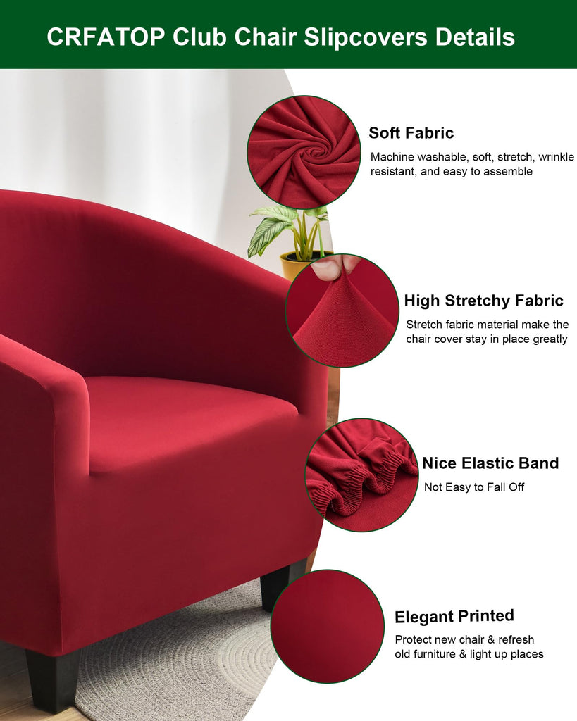 Stretch Barrel Club Chair Covers Burgundy Tub Sofa Slipcover