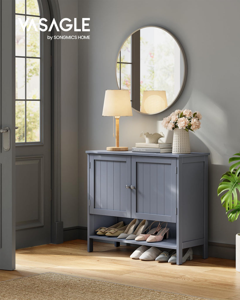 4-Tier Shoe Cabinet, Farmhouse Freestanding Storage Organizer