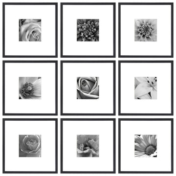 Picture Frames Set of 9, 22x22 in, Acrylic Cover, Black