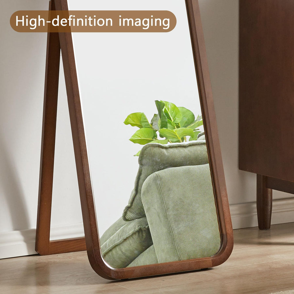 Walnut Wood Floor Mirror, 63 x 18 in