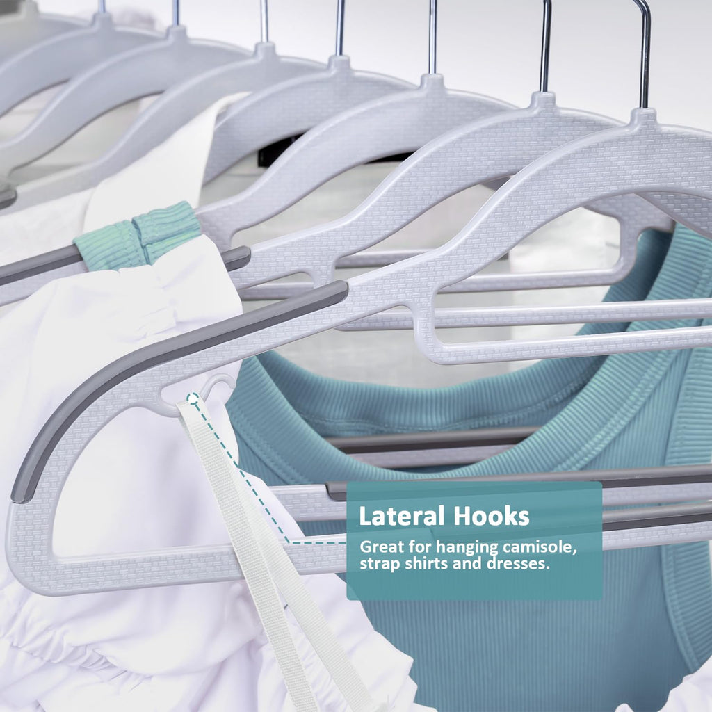 Non-Slip Plastic Coat Hanger Heavy Duty for Adult, 30 Pack, Gray