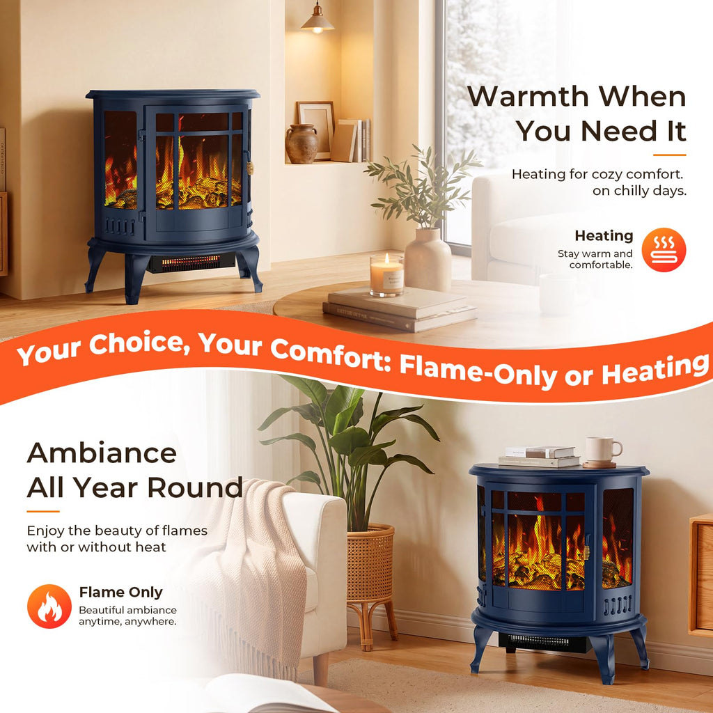 25" Electric Fireplace Heater, 1500W Freestanding Electric Fireplace Stove
