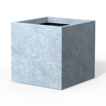 12" Square Concrete Planter, Blue Gray Modern Pot, Indoor Outdoor