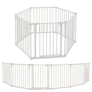 3 In 1 Metal Superyard Baby Play Yard: 6 Panel Playpen, Safety Gate, or Extra Wide Baby Fence - Encloses Up to 10