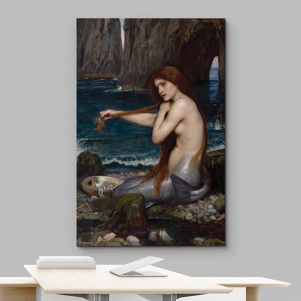 Canvas Print Wall Art A Mermaid by John Williams Waterhouse Fantasy & Sci-Fi Ocean Illustrations Modern Art