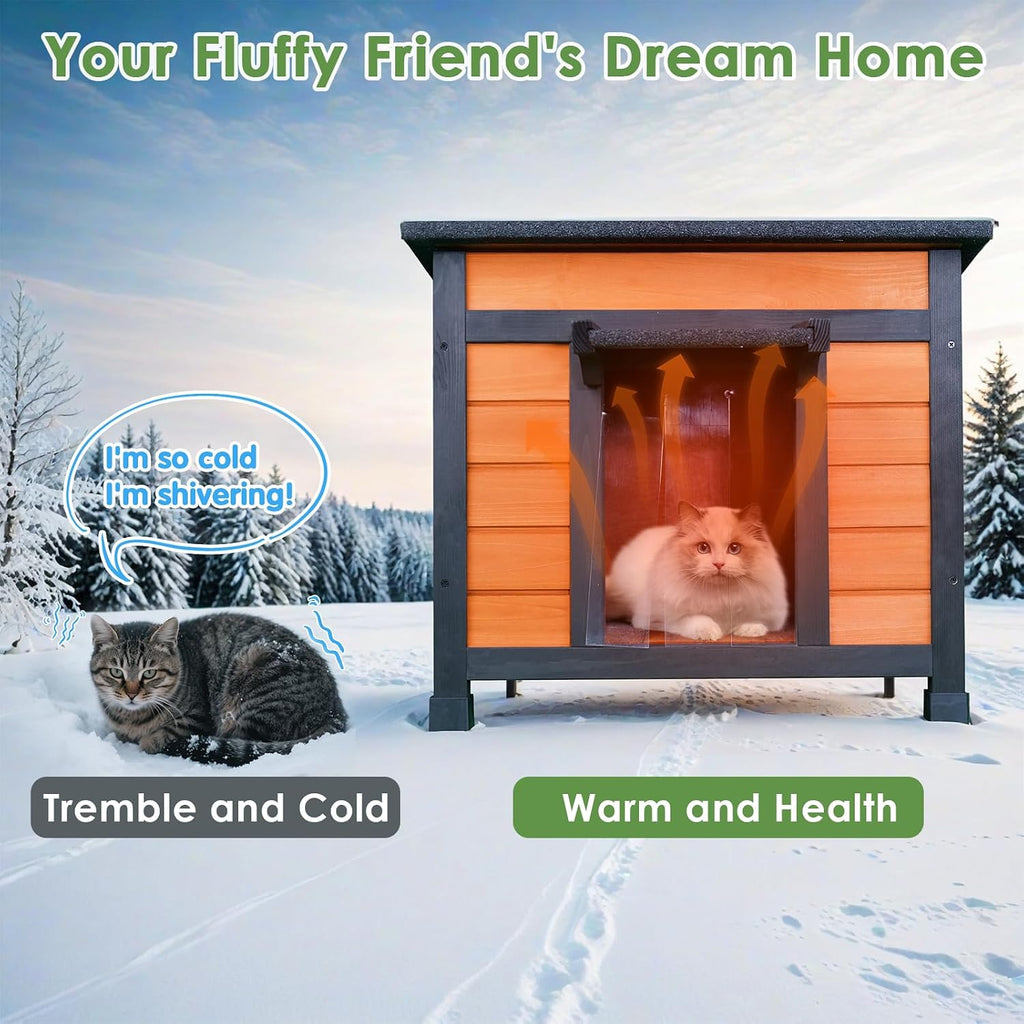 Outdoor Insulated Cat House, Weatherproof, Brown, 23.6"x20.9"x20.3"