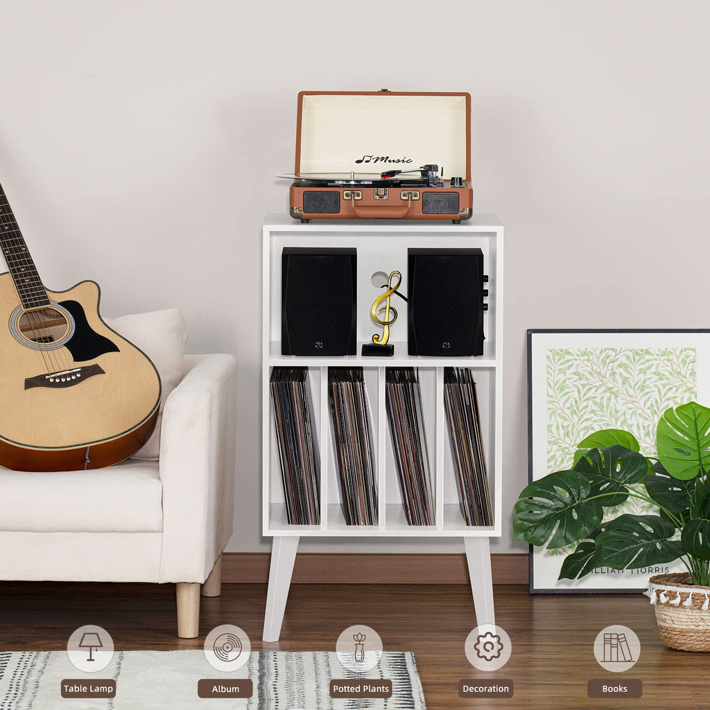 Record Player Stand, White Turntable Stand Holds up to 160 Albums