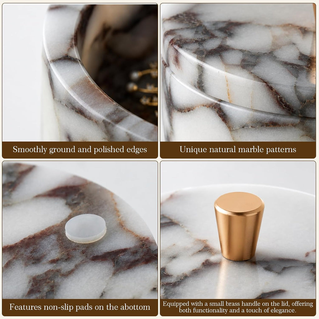 Calacatta Viola Marble Jewelry Box, Round Natural Stone Jewelry Jar with Lid, Small Trinket Box, Decorative Storage