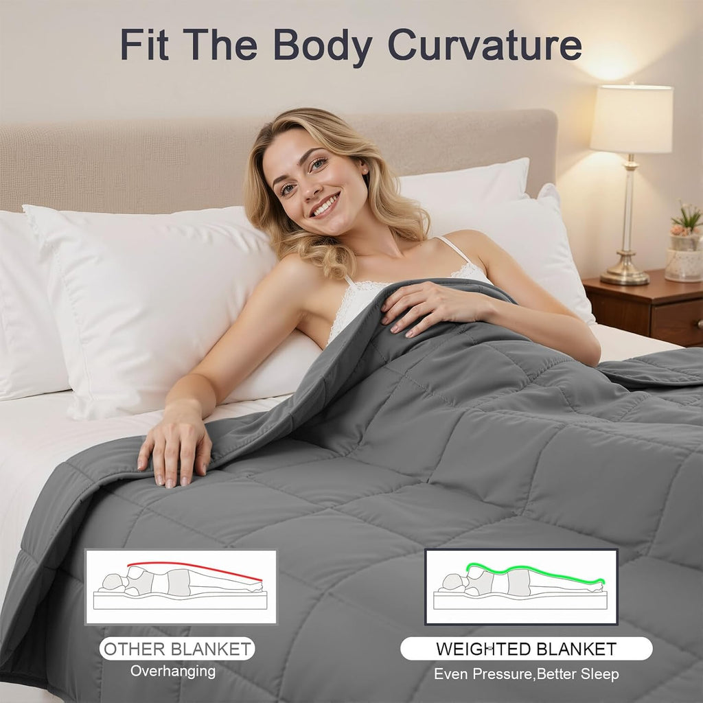 Weighted Blanket for Adults - 15lbs 60"x80" Cooling Heavy Throw for 120-160lbs with Premium Glass Beads - Soft Thick