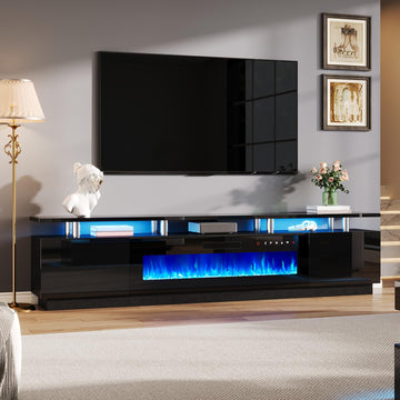 90" High-Gloss with 50" Electric Fireplace