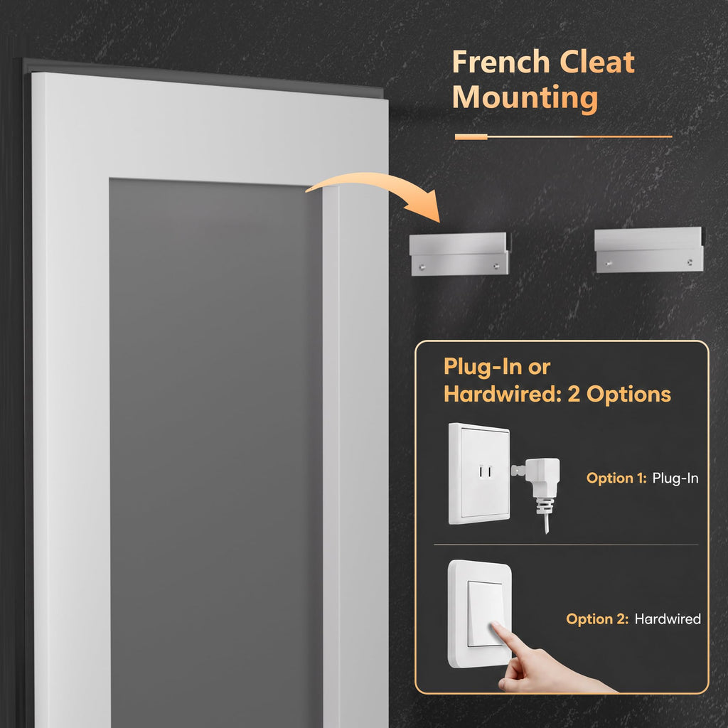 24X36 LED Bathroom Mirror with Lights, Vanity Mirror for Wall with Black Frame, Touch Control, Anti-Fog, Dimmable